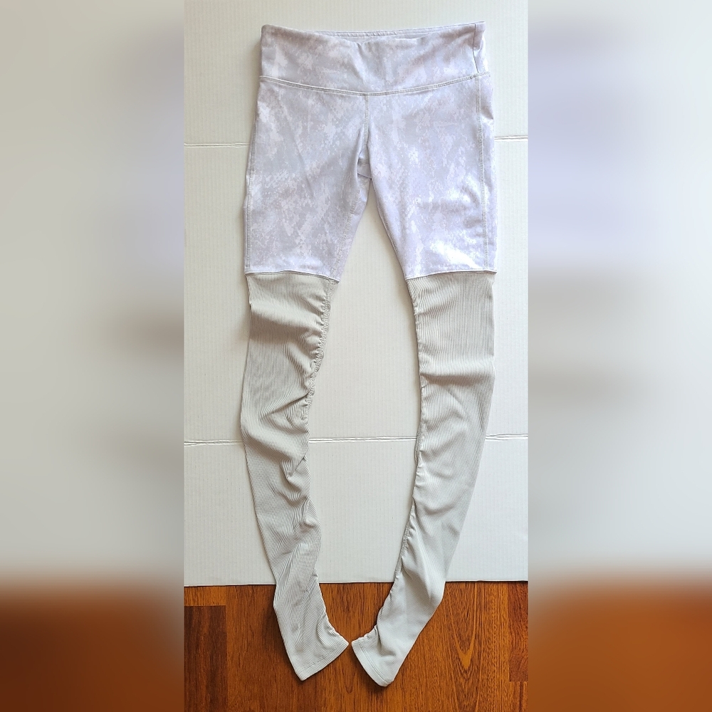 Alo Yoga High-Waist Goddess Legging Airbrush White/Dove Grey Colorblock Sz S - Picture 4 of 11